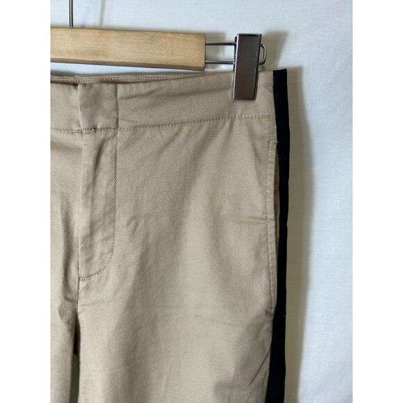 Club Monaco NWOT Tan with Side Black Stripe High Rise Cropped Chino Pants Size 2 - Picture 5 of 15